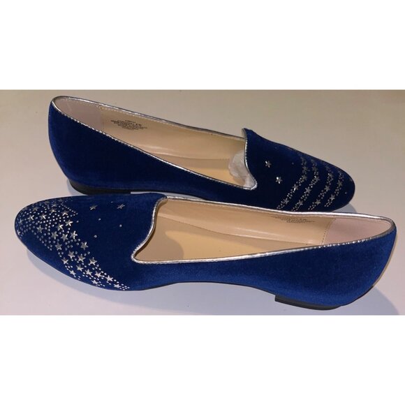 NWOB C. Wonder Cassandra Blue Velvet Star Flats Size 8W With Silver Details - Picture 8 of 10
